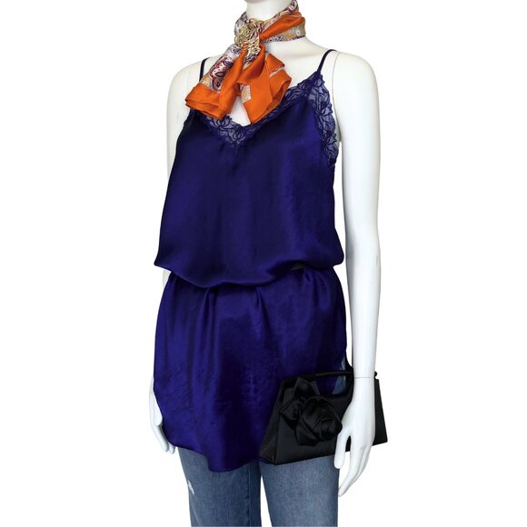 Vintage 80s Victoria’s Secret Gold Label Blue Satin Slip Dress Large Retro Sexy - Picture 8 of 13